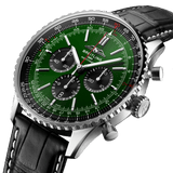 Buy Shop Breitling Navitimer B01 Chronograph 46 Green Dial Black Leather Strap Watch for Men - AB0137241L1P1 USA Online