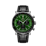Buy Shop Breitling Navitimer B01 Chronograph 46 Green Dial Black Leather Strap Watch for Men - AB0137241L1P1 USA Online