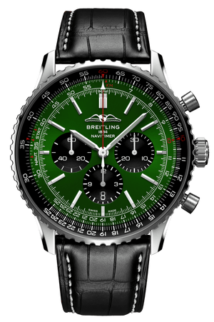 Buy Shop Breitling Navitimer B01 Chronograph 46 Green Dial Black Leather Strap Watch for Men - AB0137241L1P1 USA Online