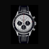 Buy Shop Breitling Navitimer B01 Chronograph 43 Silver Dial Black Leather Strap Watch for Men - AB0138241G1P1 USA Online