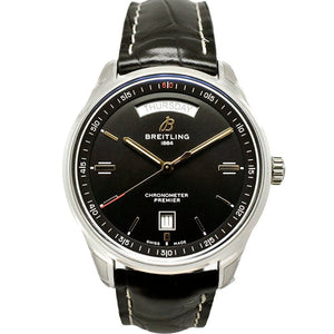 Buy Shop Breitling Premier Automatic 40mm Day & Date Black Dial Black Leather Strap Mens Watch - A45340241B1P2 USA Online