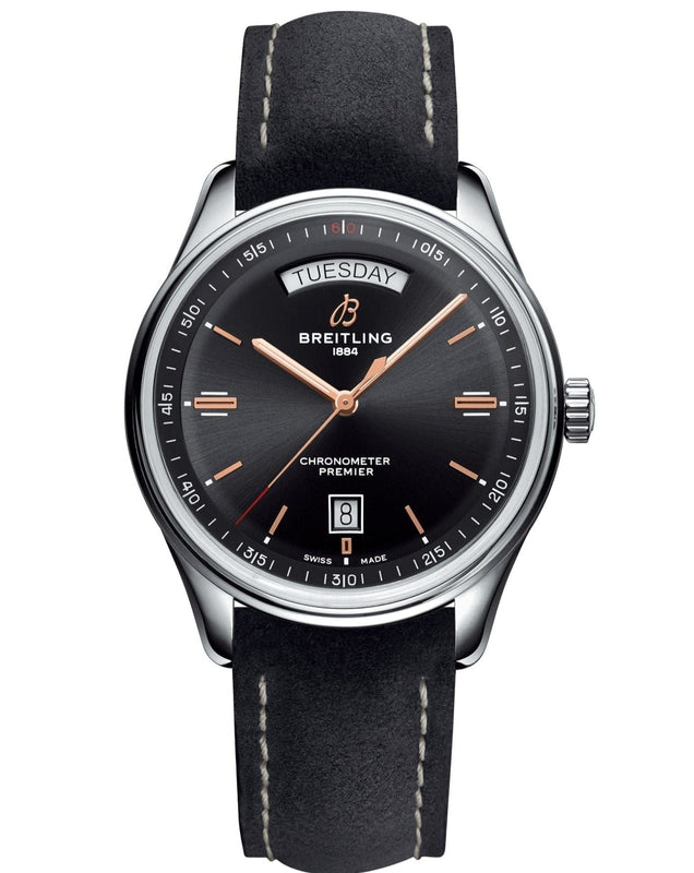 Buy Shop Breitling Premier Automatic 40mm Day & Date Black Dial Black Strap Mens Watch - A45340241B1X1 USA Online