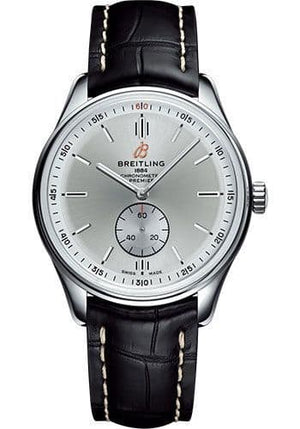 Buy Shop Breitling Premier Automatic 40mm Silver Dial Black Leather Strap Watch for Men - A37340351G1P1 USA Online