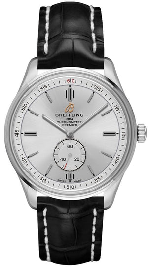 Buy Shop Breitling Premier Automatic 40mm Silver Dial Black Leather Strap Watch for Men - A37340351G1P1 USA Online