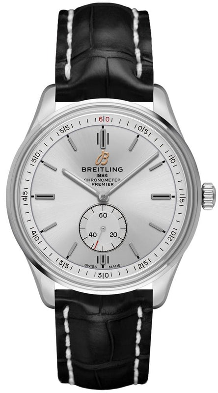 Buy Shop Breitling Premier Automatic 40mm Silver Dial Black Leather Strap Watch for Men - A37340351G1P1 USA Online