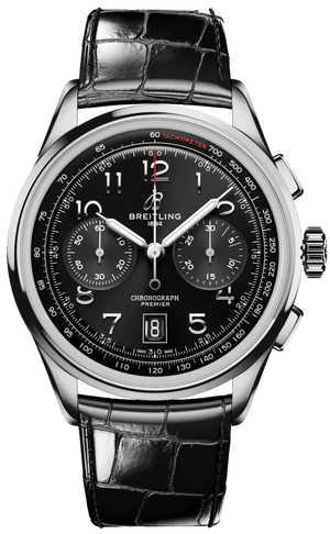 Buy Shop Breitling Premier B01 Chronograph 42 Black Dial Black Leather Strap Watch for Men - AB0145221B1P1 USA Online