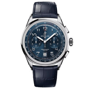 Buy Shop Breitling Premier B01 Chronograph 42 Blue Dial Blue Leather Strap Watch for Men - AB0145171C1P2 USA Online