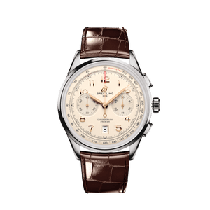 Buy Shop Breitling Premier B01 Chronograph 42 White Dial Brown Leather Strap Watch for Men - AB0145211G1P1 USA Online