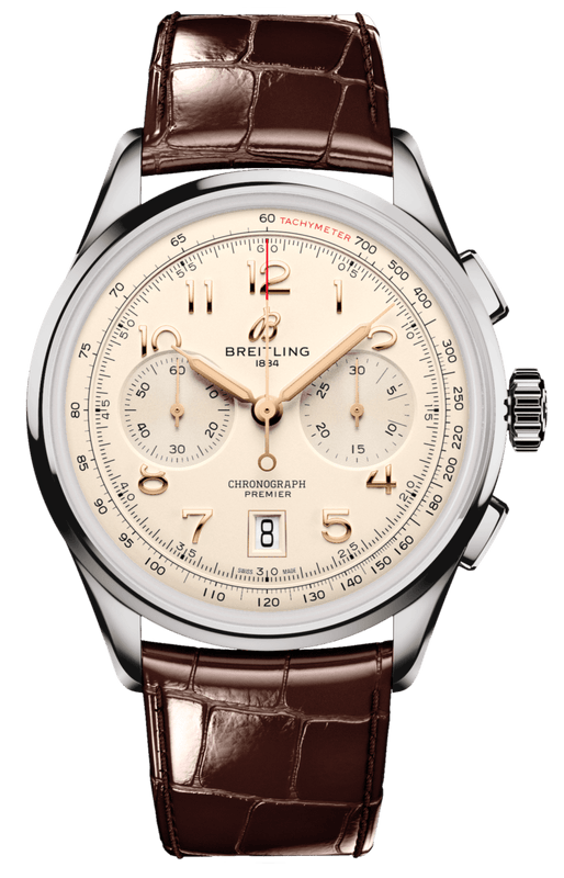 Buy Shop Breitling Premier B01 Chronograph 42 White Dial Brown Leather Strap Watch for Men - AB0145211G1P1 USA Online