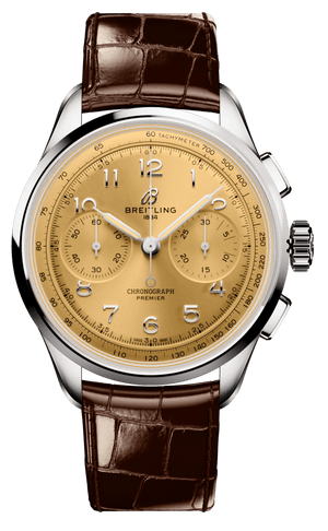 Buy Shop Breitling Premier B09 Chronograph 40 Beige Dial Brown Leather Strap Watch for Men - AB0930F51H1P1 USA Online