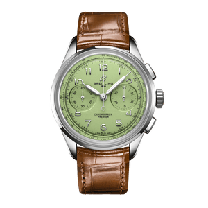 Buy Shop Breitling Premier B09 Chronograph 40 Green Dial Brown Leather Strap Watch for Men - AB0930D31L1P1 USA Online