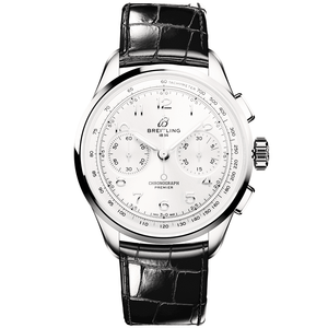 Buy Shop Breitling Premier B09 Chronograph 40 White Dial Black Leather Strap Watch for Men - AB0930371G1P1 USA Online