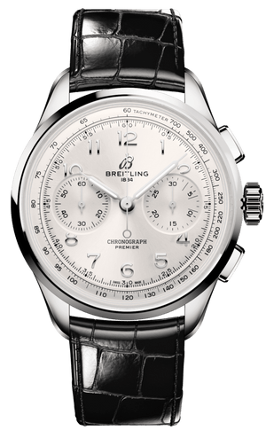 Buy Shop Breitling Premier B09 Chronograph 40 White Dial Black Leather Strap Watch for Men - AB0930371G1P1 USA Online