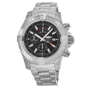Buy Shop Breitling Super Avenger Chronograph 48 Black Dial Silver Steel Strap Watch for Men - A13375101B1A1 USA Online