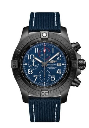 Buy Shop Breitling Super Avenger Chronograph 48 Night Mission Blue Dial Blue Leather Strap Watch for Men - V13375101C1X2 USA Online