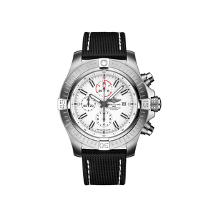 Buy Shop Breitling Super Avenger Chronograph 48 White Dial Black Nylon Strap Watch for Men - A133751A1A1X1 USA Online