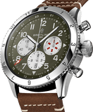 Buy Shop Breitling Super Avi B04 Chronograph GMT 46 Curtiss Warhawk Green Dial Brown Leather Strap Watch for Men - AB04452A1L1X1 USA Online