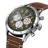 Buy Shop Breitling Super Avi B04 Chronograph GMT 46 Curtiss Warhawk Green Dial Brown Leather Strap Watch for Men - AB04452A1L1X1 USA Online