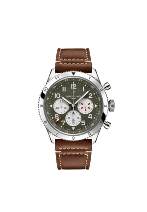 Buy Shop Breitling Super Avi B04 Chronograph GMT 46 Curtiss Warhawk Green Dial Brown Leather Strap Watch for Men - AB04452A1L1X1 USA Online