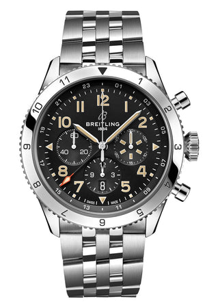 Buy Shop Breitling Super Avi B04 Chronograph GMT 46 P-51 Mustang Black Dial Silver Steel Strap Watch for Men - AB04453A1B1A1 USA Online