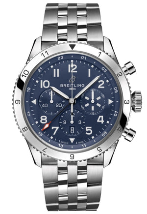 Buy Shop Breitling Super Avi B04 Chronograph GMT 46 Tribute to Vought F4U Corsair Blue Dial Silver Steel Strap Watch for Men - AB04451A1C1A1 USA Online
