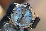 Buy Shop Breitling Super Chronomat Automatic 38 Diamonds Blue Dial Blue Rubber Strap Watch for Women - A17356531C1S1 USA Online