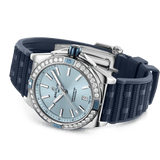Buy Shop Breitling Super Chronomat Automatic 38 Diamonds Blue Dial Blue Rubber Strap Watch for Women - A17356531C1S1 USA Online