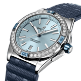 Buy Shop Breitling Super Chronomat Automatic 38 Diamonds Blue Dial Blue Rubber Strap Watch for Women - A17356531C1S1 USA Online