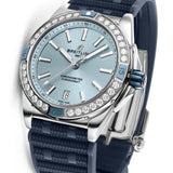 Buy Shop Breitling Super Chronomat Automatic 38 Diamonds Blue Dial Blue Rubber Strap Watch for Women - A17356531C1S1 USA Online