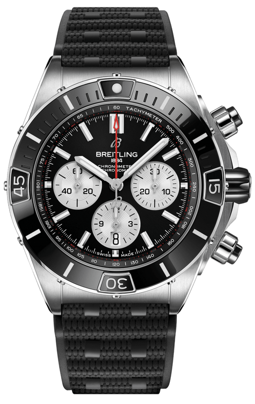 Buy Shop Breitling Super Chronomat B01 44 Black Dial Black Rubber Strap Watch for Men - AB0136251B1S1 USA Online