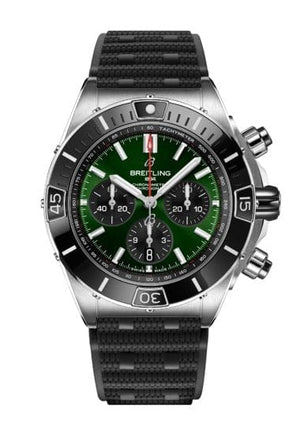 Buy Shop Breitling Super Chronomat B01 44 Green Dial Black Rubber Strap Watch for Men - AB0136251L1S1 USA Online