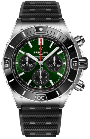 Buy Shop Breitling Super Chronomat B01 44 Green Dial Black Rubber Strap Watch for Men - AB0136251L1S1 USA Online