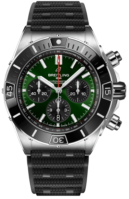 Buy Shop Breitling Super Chronomat B01 44 Green Dial Black Rubber Strap Watch for Men - AB0136251L1S1 USA Online