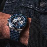 Buy Shop Breitling Super Chronomat B01 44 Blue Dial Blue Rubber Strap Watch for Men - AB0136161C1S1 USA Online