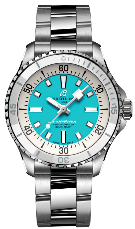 Buy Shop Breitling Superocean Automatic 36 Turquoise Dial Silver Steel Strap Watch for Men - A17377211C1A1 USA Online
