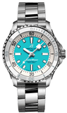 Breitling Superocean Automatic 36 Turquoise Dial Silver Steel Strap Watch for Men - A17377211C1A1