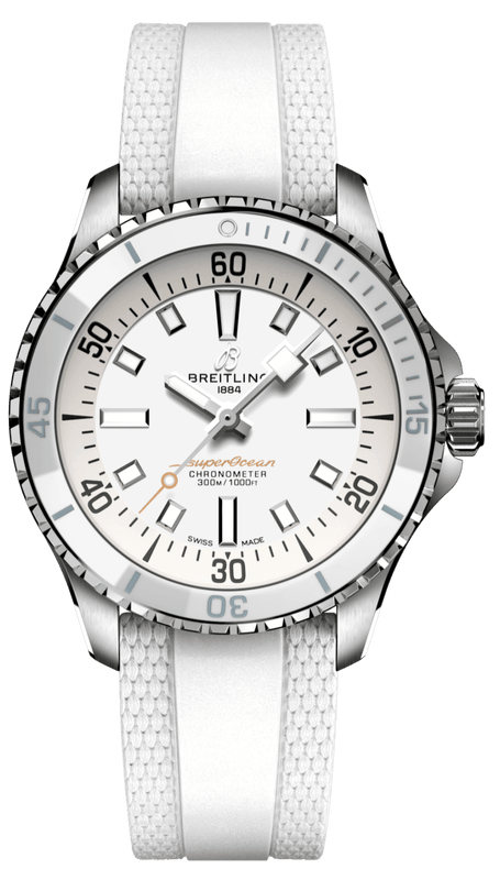 Buy Shop Breitling Superocean Automatic 36 White Dial White Rubber Strap Watch for Men - A17377211A1S1 USA Online