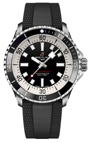 Breitling Superocean Automatic 42 Black Dial Black Rubber Strap Watch for Men - A17375211B1S1