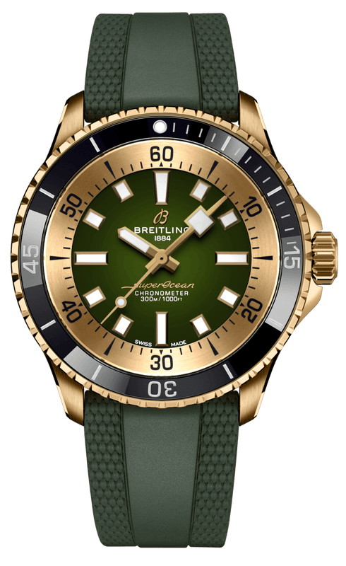 Buy Shop Breitling Superocean Automatic 42 Green Dial Green Rubber Strap Watch for Men - N17375201L1S1 USA Online