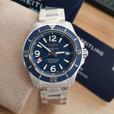 Buy Shop Breitling Superocean Automatic 42mm Blue Dial Silver Steel Strap Watch for Men - A17366D81C1A1 USA Online