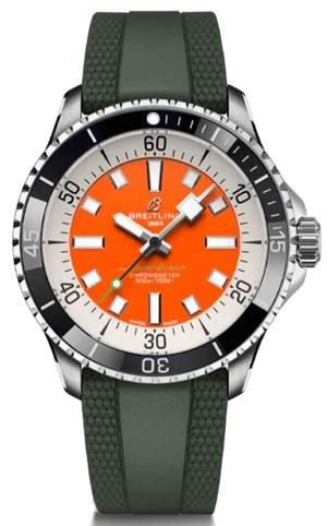Buy Shop Breitling Superocean Automatic 42mm Kelly Slater Limited Edition Orange Dial Green Rubber Strap Watch for Men - A173751A101S1 USA Online