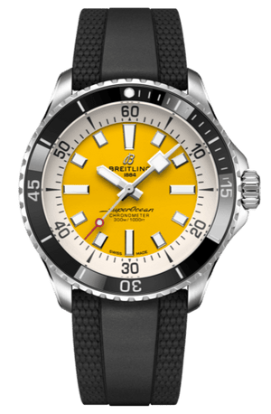 Buy Shop Breitling Superocean Automatic 42mm Yellow Dial Black Rubber Strap Watch for Men - A17375211/1S1 USA Online