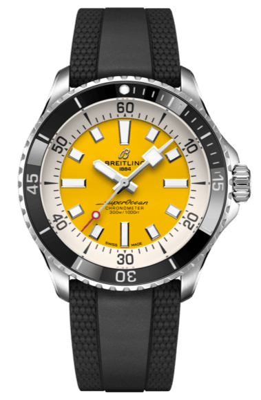 Buy Shop Breitling Superocean Automatic 42mm Yellow Dial Black Rubber Strap Watch for Men - A17375211/1S1 USA Online