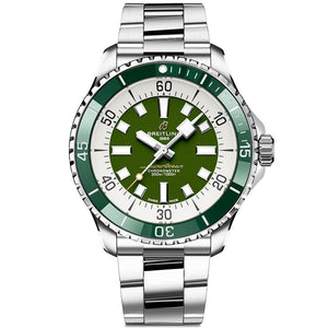 Buy Shop Breitling Superocean Automatic 44mm Navy Green Dial Green Rubber Strap Watch for Men - A17376A31L1A1 USA Online