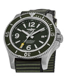 Buy Shop Breitling Superocean Automatic 44mm Outerknown Green Dial Green Nylon Strap Watch for Men - A17367A11L1W1 USA Online