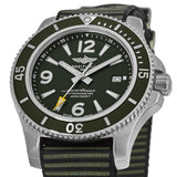 Buy Shop Breitling Superocean Automatic 44mm Outerknown Green Dial Green Nylon Strap Watch for Men - A17367A11L1W1 USA Online