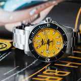 Buy Shop Breitling Superocean Automatic 44mm Yellow Dial Silver Steel Strap Watch for Men - A17375211/1A1 USA Online