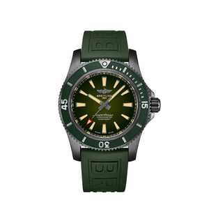 Buy Shop Breitling Superocean Automatic 46 Green Dial Green Rubber Strap Watch for Men - M173681A1L1S1 USA Online