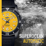 Buy Shop Breitling Superocean Automatic 46mm Yellow Dial Black Rubber Strap Watch for Men - M17368D71I1S1 USA Online