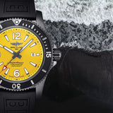Buy Shop Breitling Superocean Automatic 46mm Yellow Dial Black Rubber Strap Watch for Men - M17368D71I1S1 USA Online